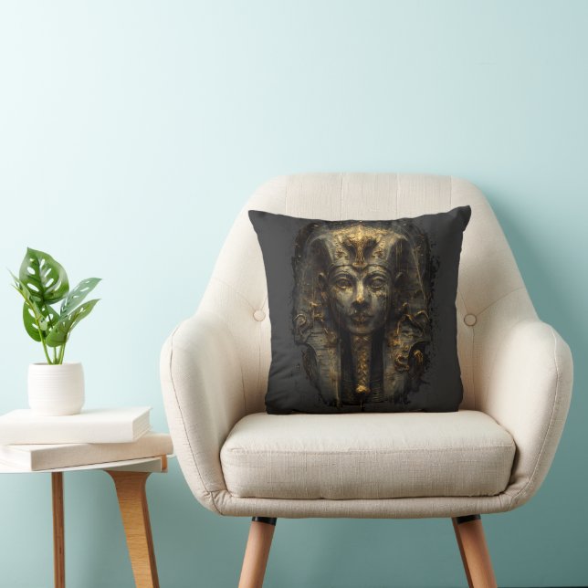 Cojín Decorativo Ancient Malice Egyptian Pharaoh Black Throw Pillow (Silla)