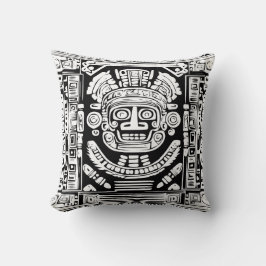 Cojín Decorativo Ancient Mayan Sun God Mask Tribal Art Throw Pillow