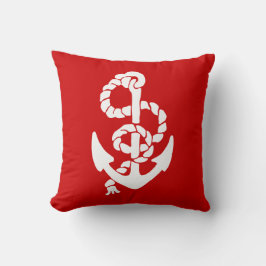 Cojín Decorativo Ancla blanca Fondo rojo y azul (ambos lados)