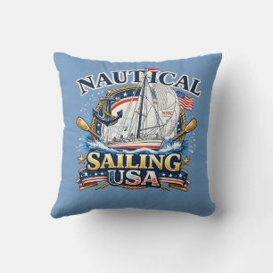 Cojín Decorativo Ancla de Barco de Vela Náutico Gráfico Oceánico Co