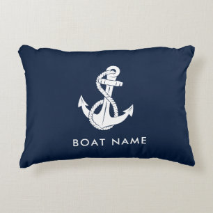 Cojín Decorativo Ancla de barco y nombre Crucero moderno personaliz