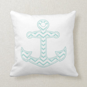 Cojín Decorativo Ancla de Chevron azul Nautical