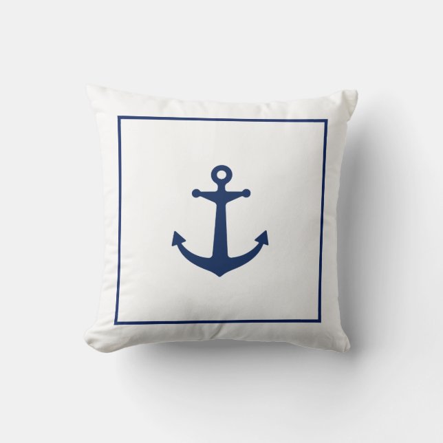 Cojín Decorativo Ancla de los azules marinos (Anverso)