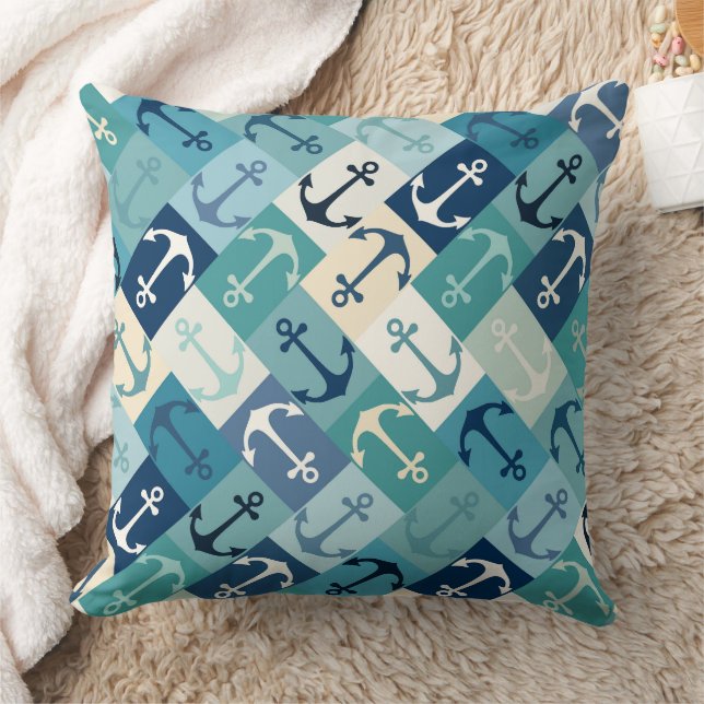 Cojín Decorativo ancla espiga azul (Manta)