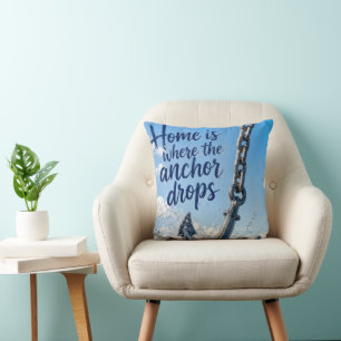 Cojín Decorativo Ancla Náutica con Frase Inspiradora para el Hogar