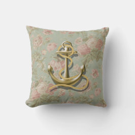Cojín Decorativo ancla náutica femenina floral del país francés