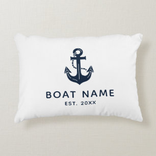 Cojín Decorativo Ancla Náutica Personalizada Nombre del Barco