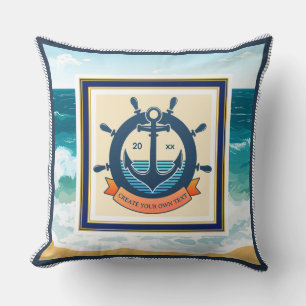 Cojín Decorativo Ancla Náutica Rueda de Barco Playa Personalizada