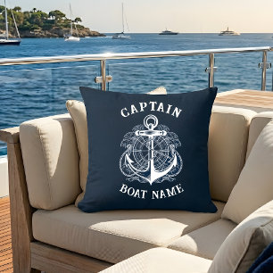 Cojín Decorativo Ancla Nombre Barco Capitán Náutico Personalizado