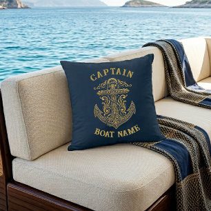 Cojín Decorativo Ancla Nombre Barco Capitán Náutico Personalizado