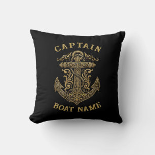 Cojín Decorativo Ancla Nombre Barco Capitán Náutico Personalizado