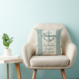 Cojín Decorativo Ancla Personalizada Sunshine & Sand Franja Verde C