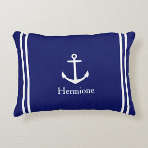 Cojín Decorativo Anclaje blanco sobre azul marino personalizado