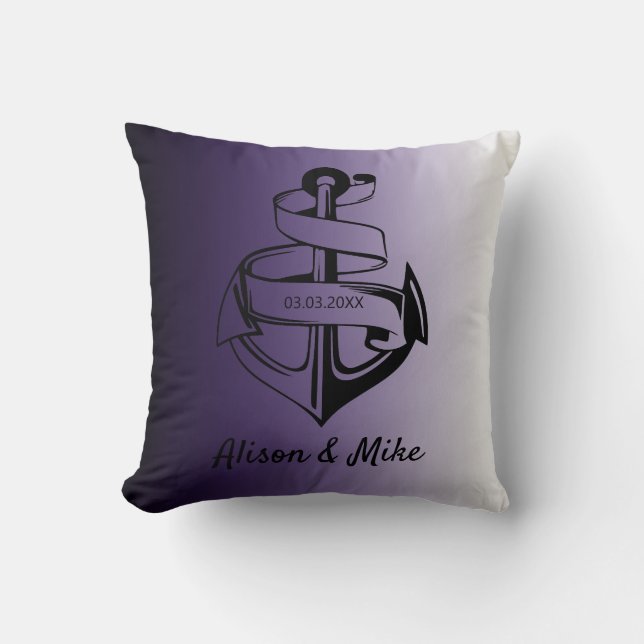 Cojín Decorativo Anclaje Blanco Y Negro (Anverso)