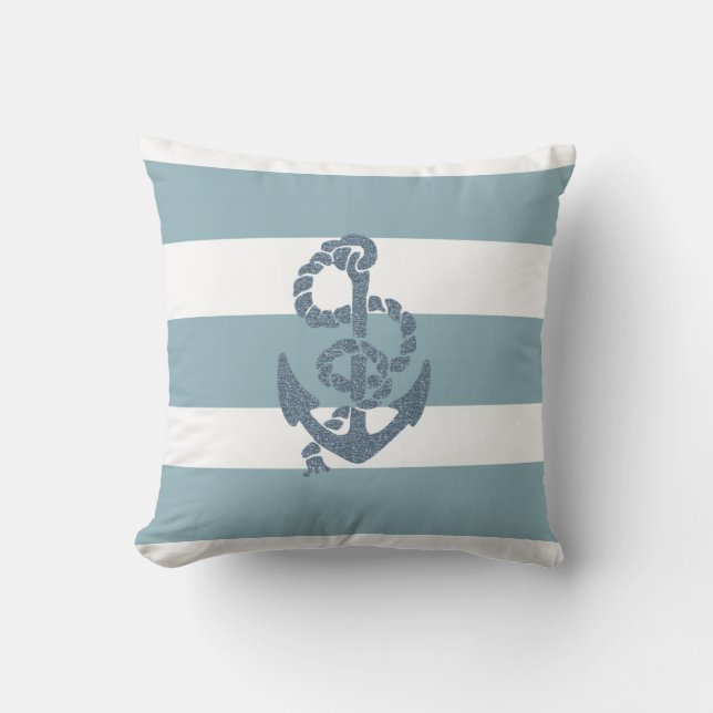 Cojín Decorativo Anclaje de franjas náuticas (Anverso)