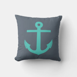 Cojín Decorativo Anclaje náutico azul y turquesa