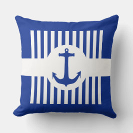 Cojín Decorativo Anclar azul y franjas + tus ideas