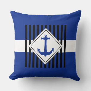 Cojín Decorativo Anclar azul y franjas + tus ideas