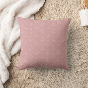 Cojín Decorativo Anclas tonales en rosa rosa té oscuro