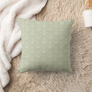 Cojín Decorativo Anclas tonales sobre verde gris pastel