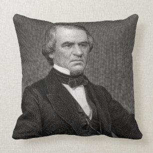 Cojín Decorativo Andrew Johnson, grabado de una fotografía por Tho
