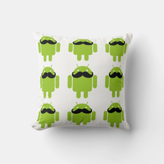 Cojín Decorativo Android Robot Black Mustache Graphic (Anverso)