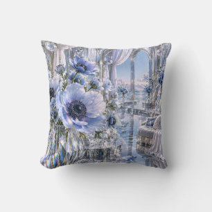 Cojín Decorativo Anemona Azul Cristalera de Plata