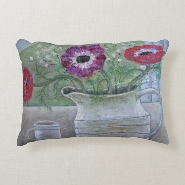 Cojín Decorativo Anémonas en el jarro blanco 2013 (Anverso)