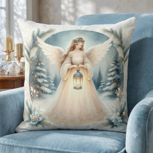 Cojín Decorativo Ángel Celestial de Invierno Farol de Esperanza