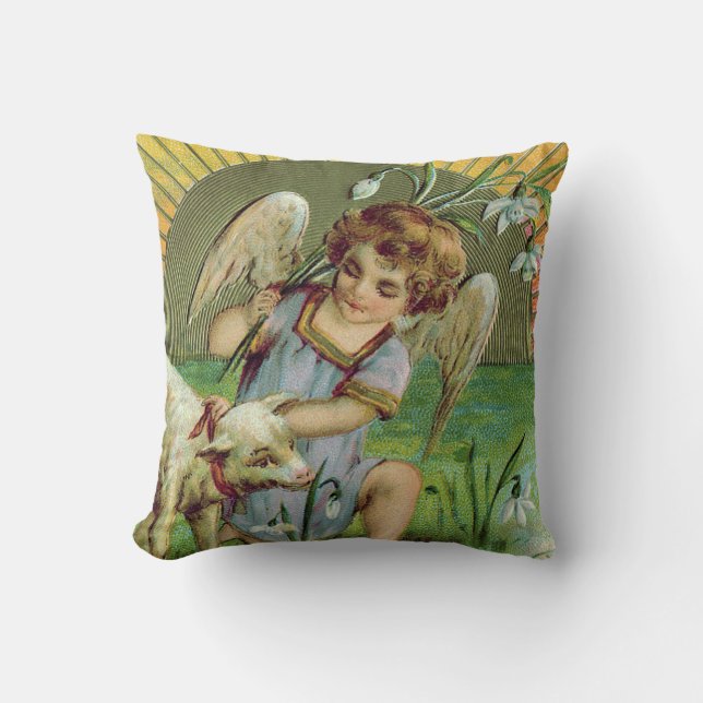 Cojín Decorativo Angel Cherub Sun Lamb Sheep (Anverso)