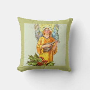 Cojín Decorativo Ángel con acebo y mandolina