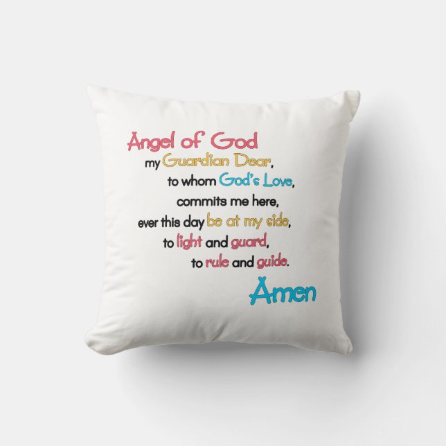 Cojín Decorativo "Ángel de Dios" Oración Pillow: ¡Gran regalo para  (Anverso)