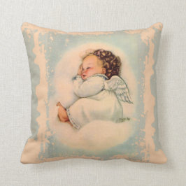 Cojín Decorativo Ángel de guarda del bebé el dormir del vintage