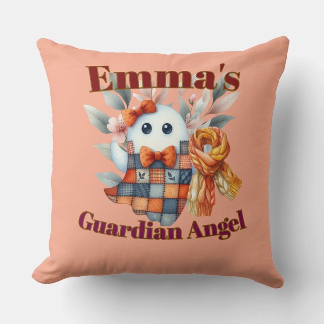 Cojín Decorativo Ángel de Guardian - Personaliza el nombre y mensaj (Anverso)