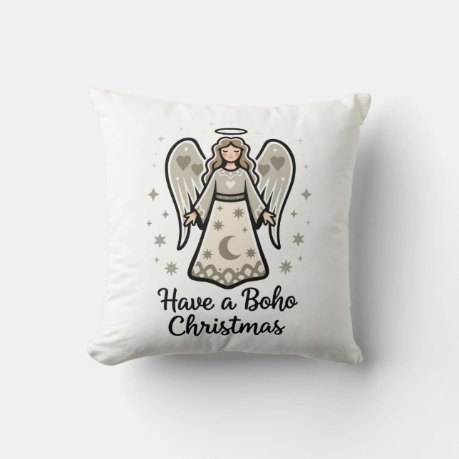 Cojín Decorativo Ángel de Navidad Boho (Anverso)
