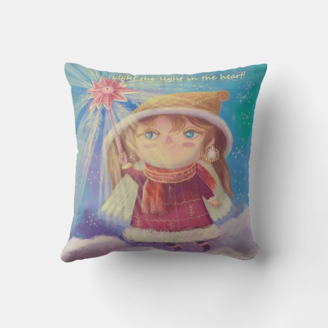 Cojín Decorativo Ángel de Navidad lindo (Reverso )