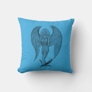 Cojín Decorativo Ángel - diseño azul y negro