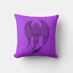 Cojín Decorativo Ángel - diseño negro y púrpura