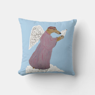 Cojín Decorativo Ángel Galgo con Paloma Blanca