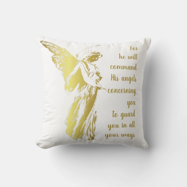 Cojín Decorativo Ángel pensando en ti y diciendo una oración (Anverso)
