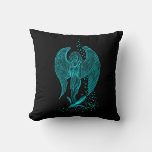 Cojín Decorativo Ángel perdido en el amor, negro y verde diseño