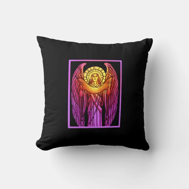 Cojín Decorativo Ángel Pillow de Vidrio Manchado (Anverso)