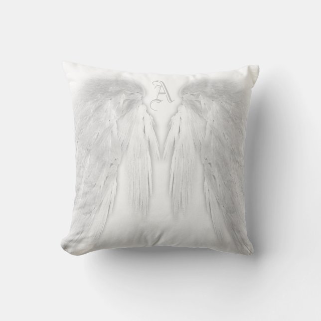 Cojín Decorativo ANGEL WINGS Monograma Personalizado blanco (Anverso)