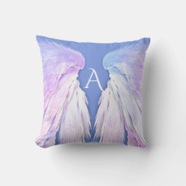 Cojín Decorativo ANGEL WINGS Monograma Suave Azul Rosa Sueño