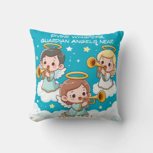 Cojín Decorativo Angels de Guardian de árboles jugando trompetas