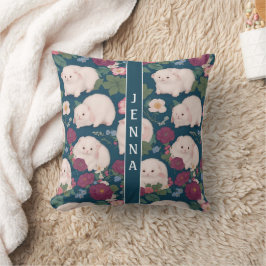 Cojín Decorativo Angora Ferret Pequeño Patrón Floral Colorido
