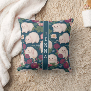 Cojín Decorativo Angora Ferret Pequeño Patrón Floral Colorido