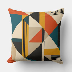 Cojín Decorativo Angular Teal Orange Geometric Modernist Abstract