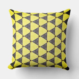 Cojín Decorativo Ángulo de tres lados del triángulo amarillo y gris