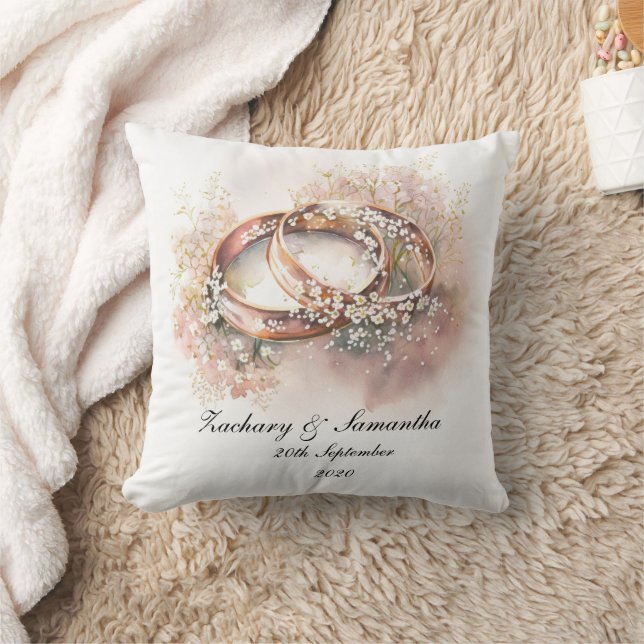 Cojín Decorativo Anillos Bodas de nombres personalizados (Manta)